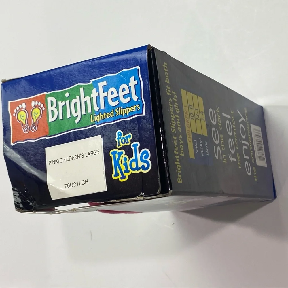BrightFeet lighted slippers for little kids Sz large 2-4 in pink New in box